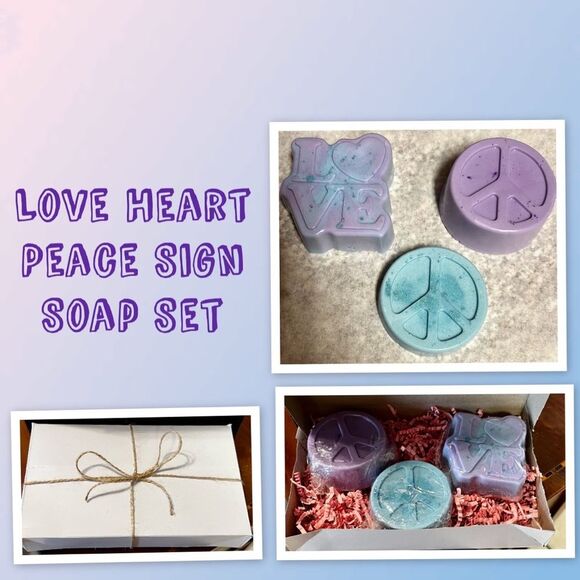 Love Heart Peace Sign Soap Set - Picture 1 of 1